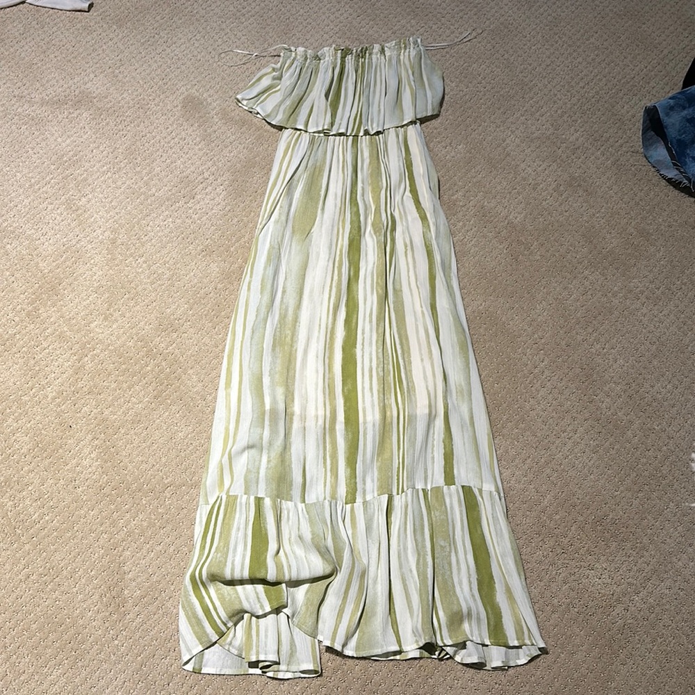 Green striped maxi dress